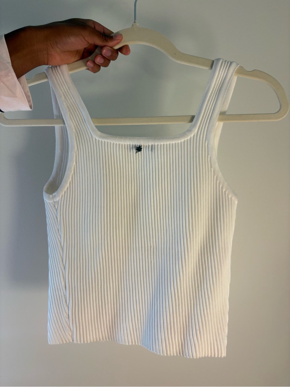 White Ribbed V-Notch Tank - Picture 2 of 3